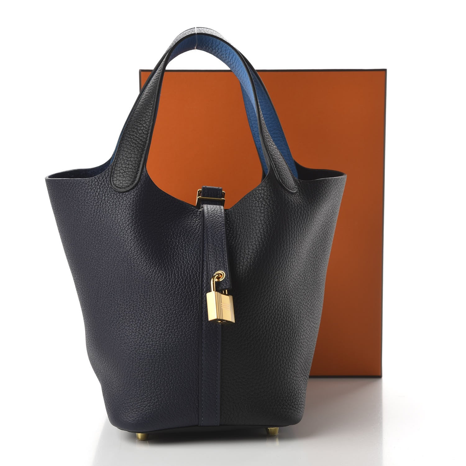Hermes Taurillon Clemence Casaque Picotin Lock 18 PM Bleu Nuit Black Blue Frida 11 of 11