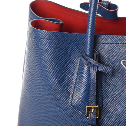Prada Saffiano Cuir Large Double Bag Bleuette 13 of 13