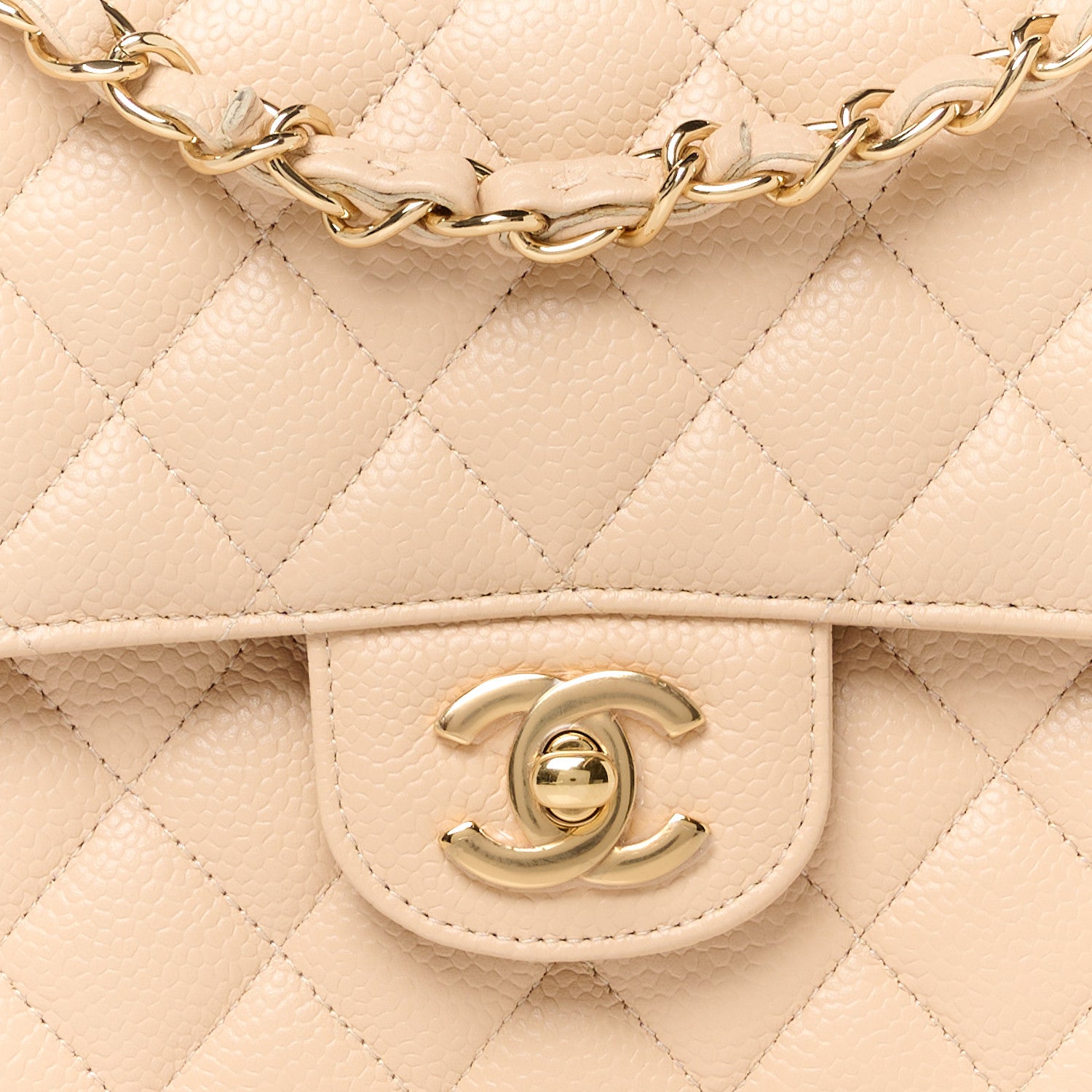Chanel Caviar Quilted Medium Double Flap Beige 9 of 12