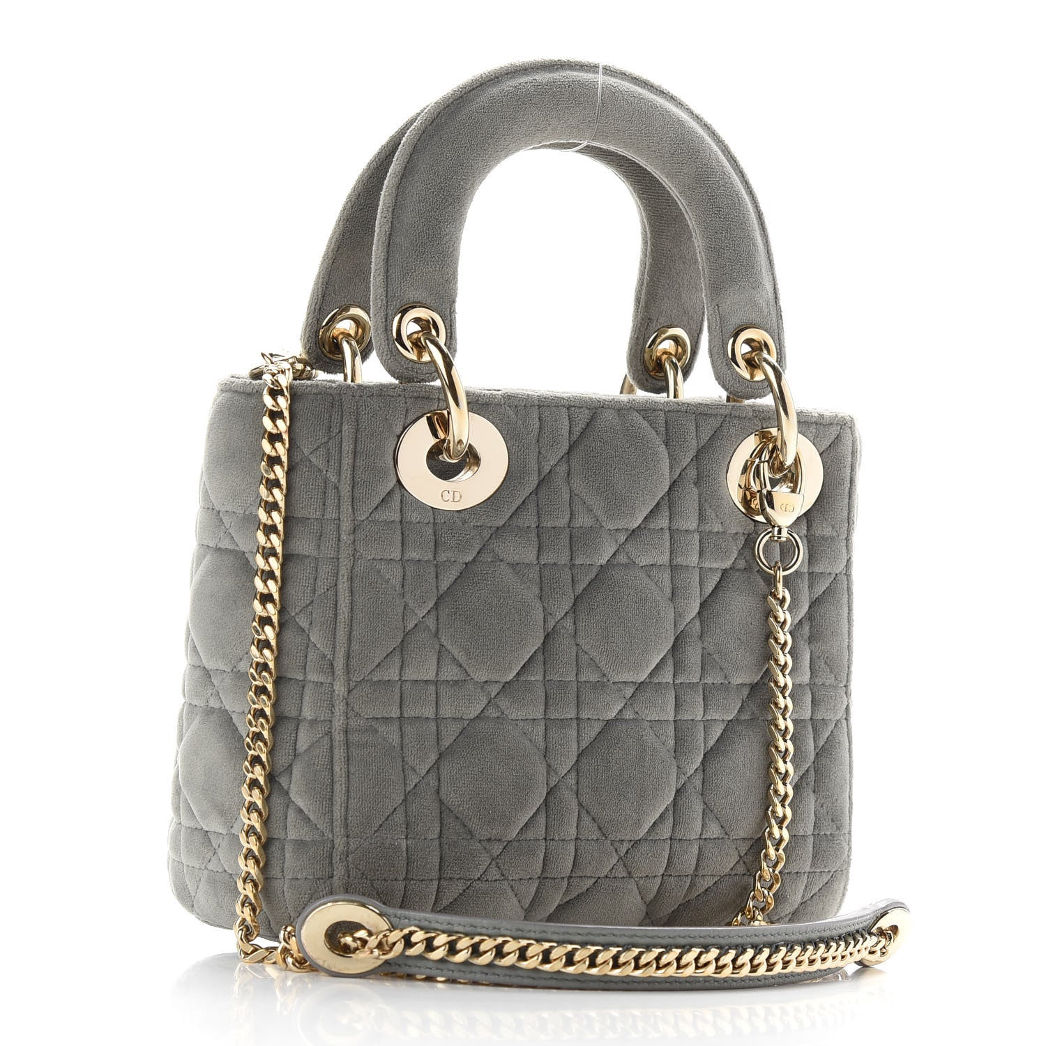 Christian Dior Velvet Mini Lady Dior Gray 3 of 12