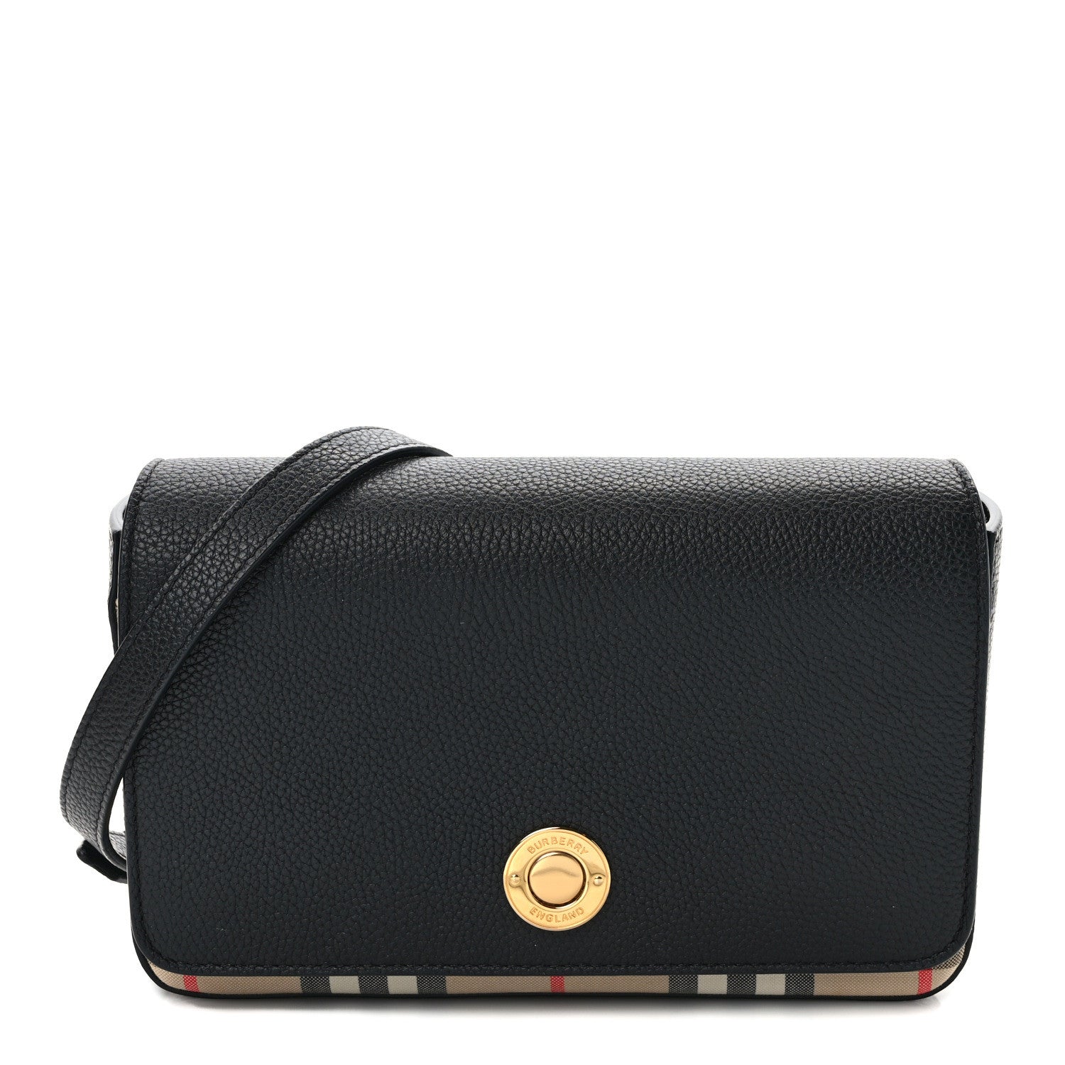 Burberry Grainy Calfskin Vintage Check Hampshire Crossbody Black 1 of 9