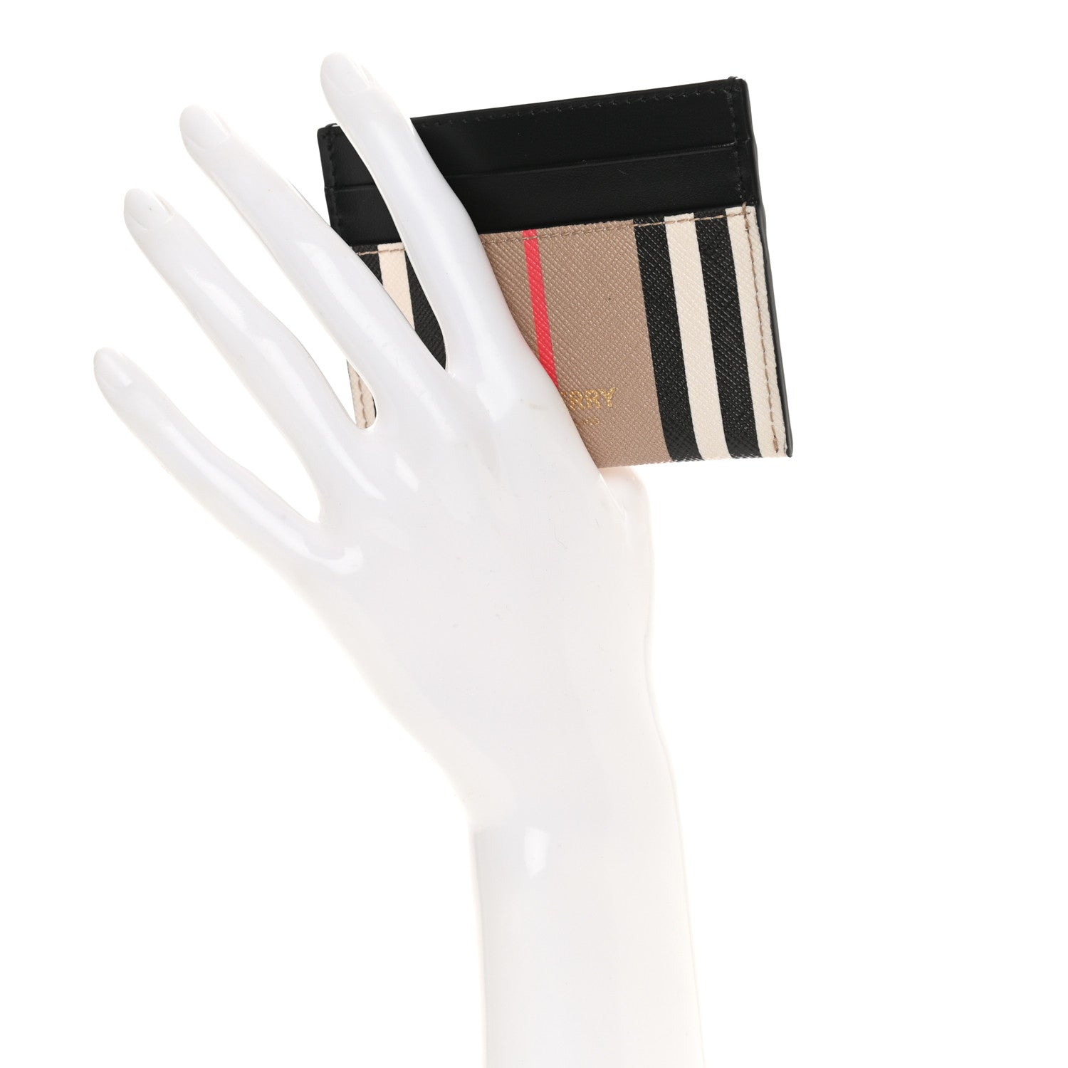Burberry E-Canvas Calfskin Icon Stripe Card Case Archive Beige 2 of 8