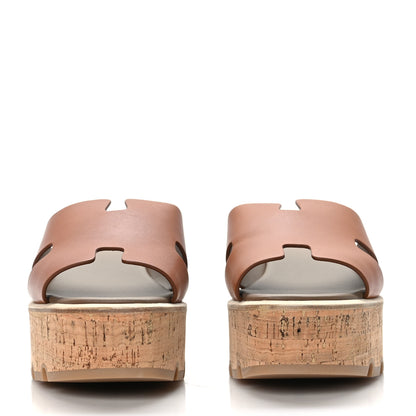 Hermes Calfskin Cork Eze 30 Sandals 39 Marron Glaise 2 of 9