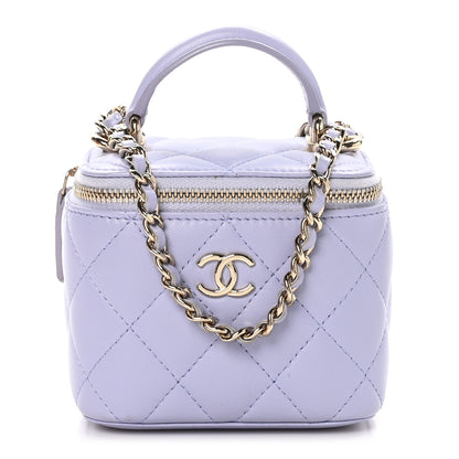 Chanel Lambskin Quilted Top Handle Mini Vanity Case With Chain Light Purple 1 of 10