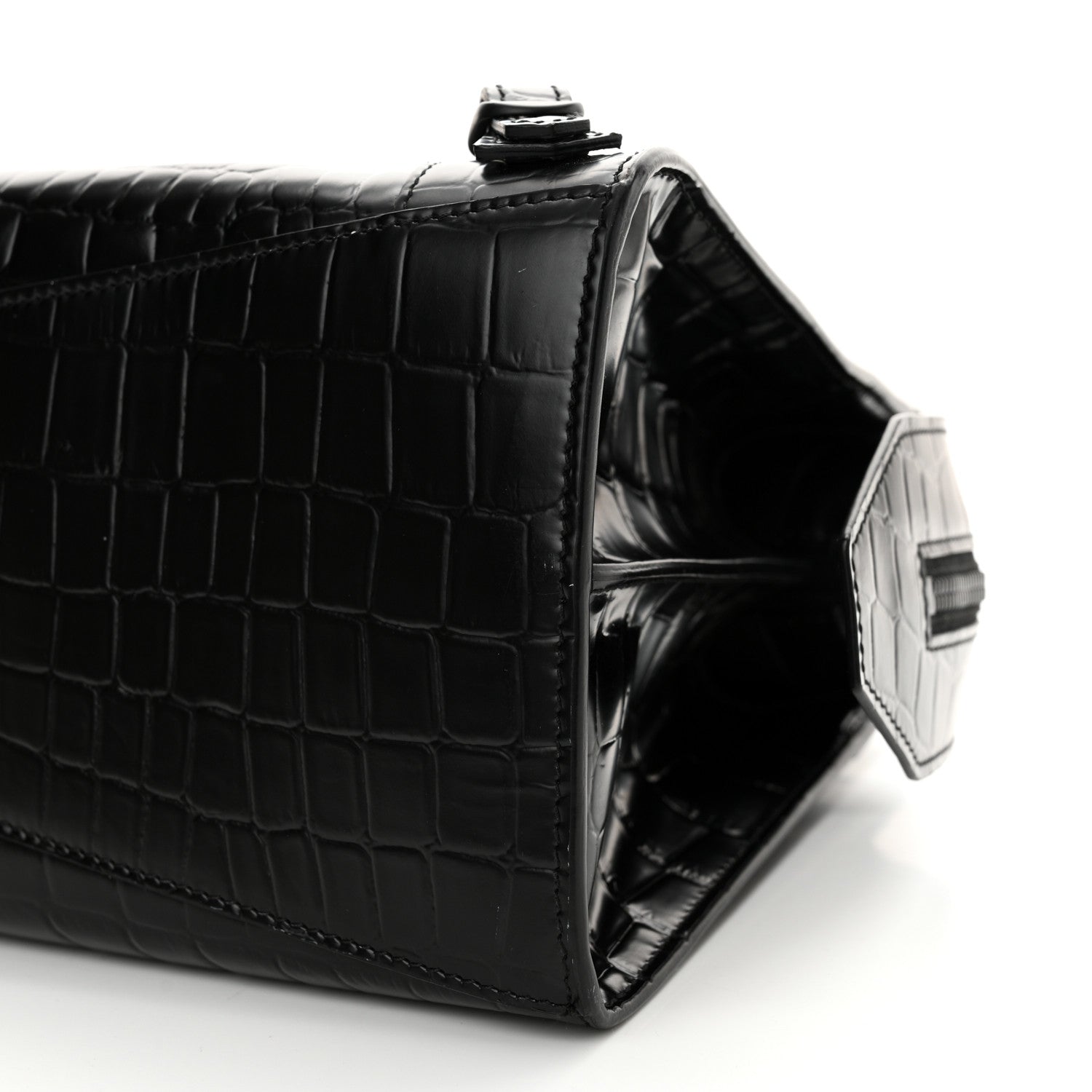 Balenciaga Semi Shiny Calfskin Crocodile Embossed Neo Classic Black Hardware S City Black 10 of 12