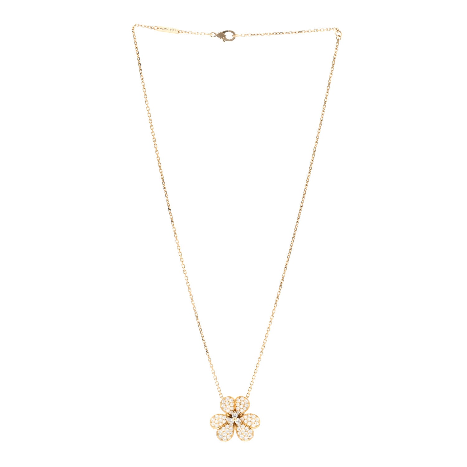 Van Cleef & Arpels 18K Yellow Gold Diamond Large Frivole Pendant Pave Necklace 3 of 5