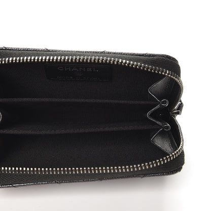 Chanel Iridescent Caviar Chevron Quilted Zip Around Coin Purse Black 5 of 8