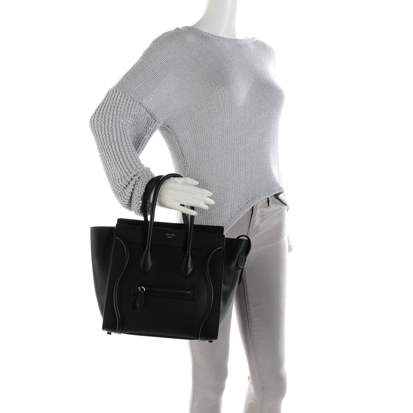 Drummed Calfskin Micro Luggage Black