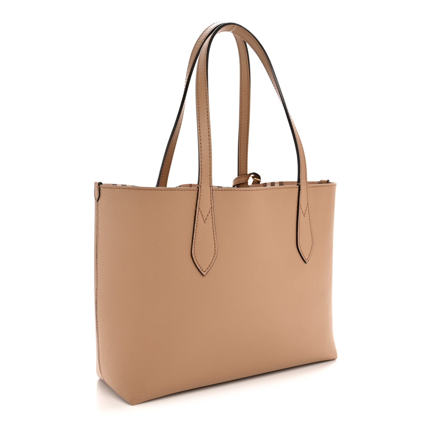 Burberry Grainy Calfskin Haymarket Check Small Reversible Tote Mid
