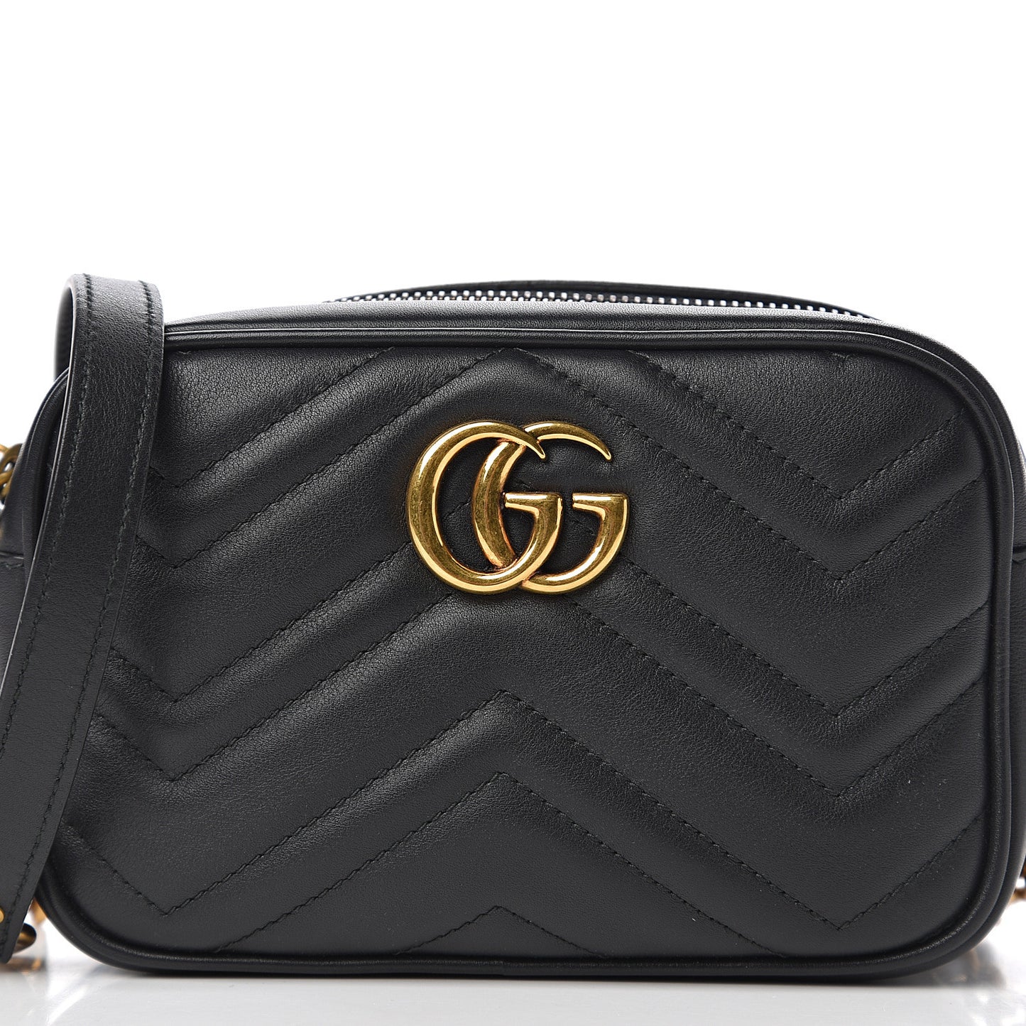 Calfskin Matelasse Mini GG Marmont Chain Shoulder Bag Black