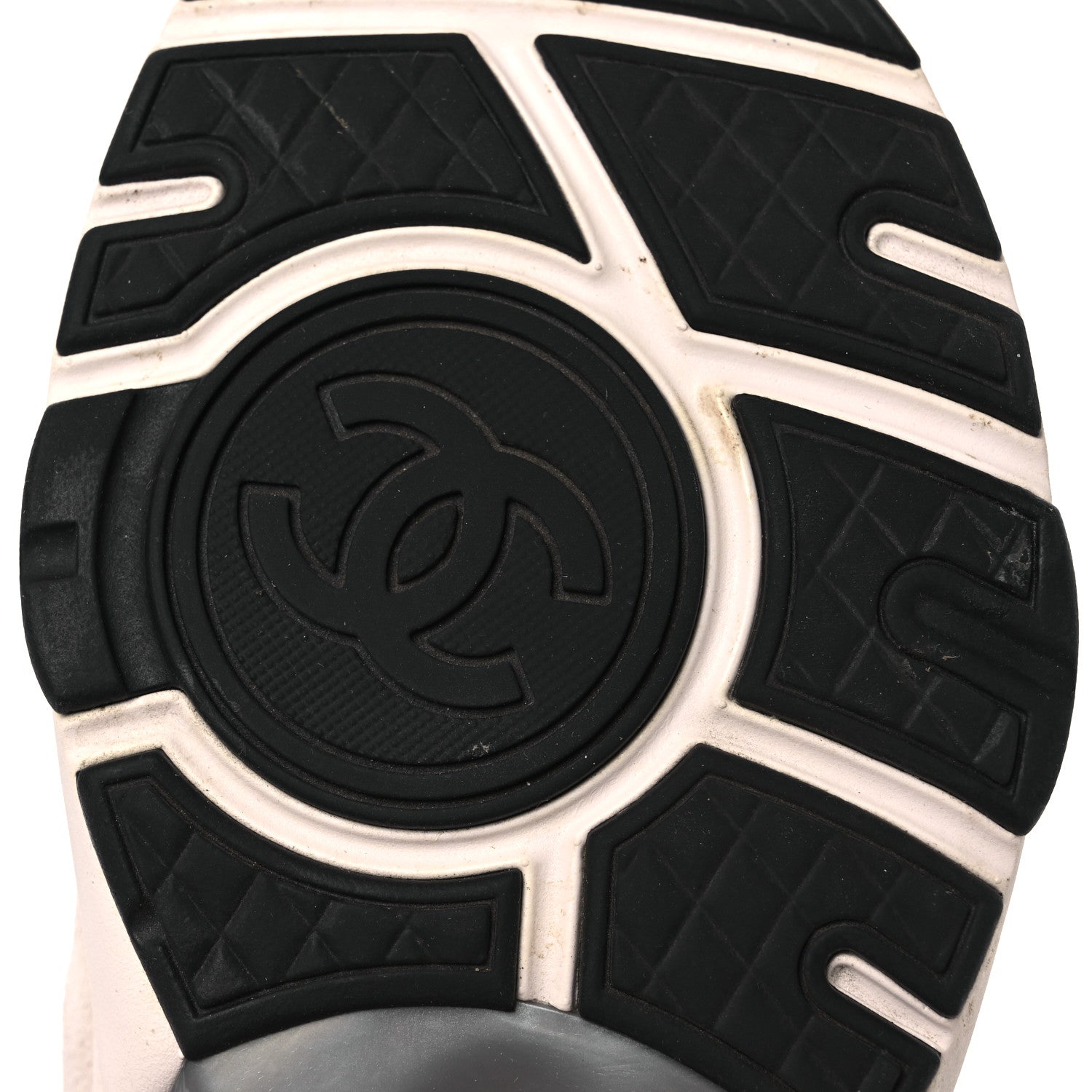 Chanel Mesh Suede Calfskin Grained Calfskin Womens CC Sneakers 37 Grey White 8 of 17