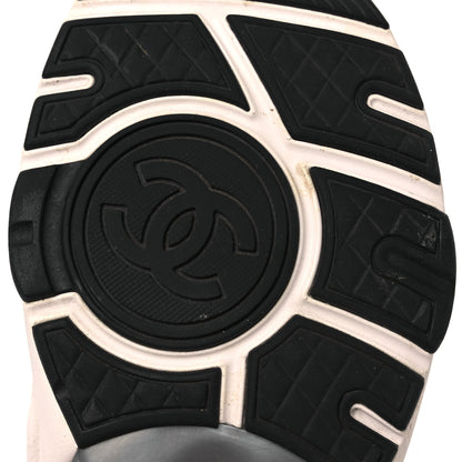 Chanel Mesh Suede Calfskin Grained Calfskin Womens CC Sneakers 37 Grey White 8 of 17
