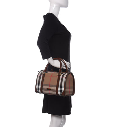 Burberry Bridle Calfskin House Check Medium Chester Bowling Bag Dark Tan 2 of 12