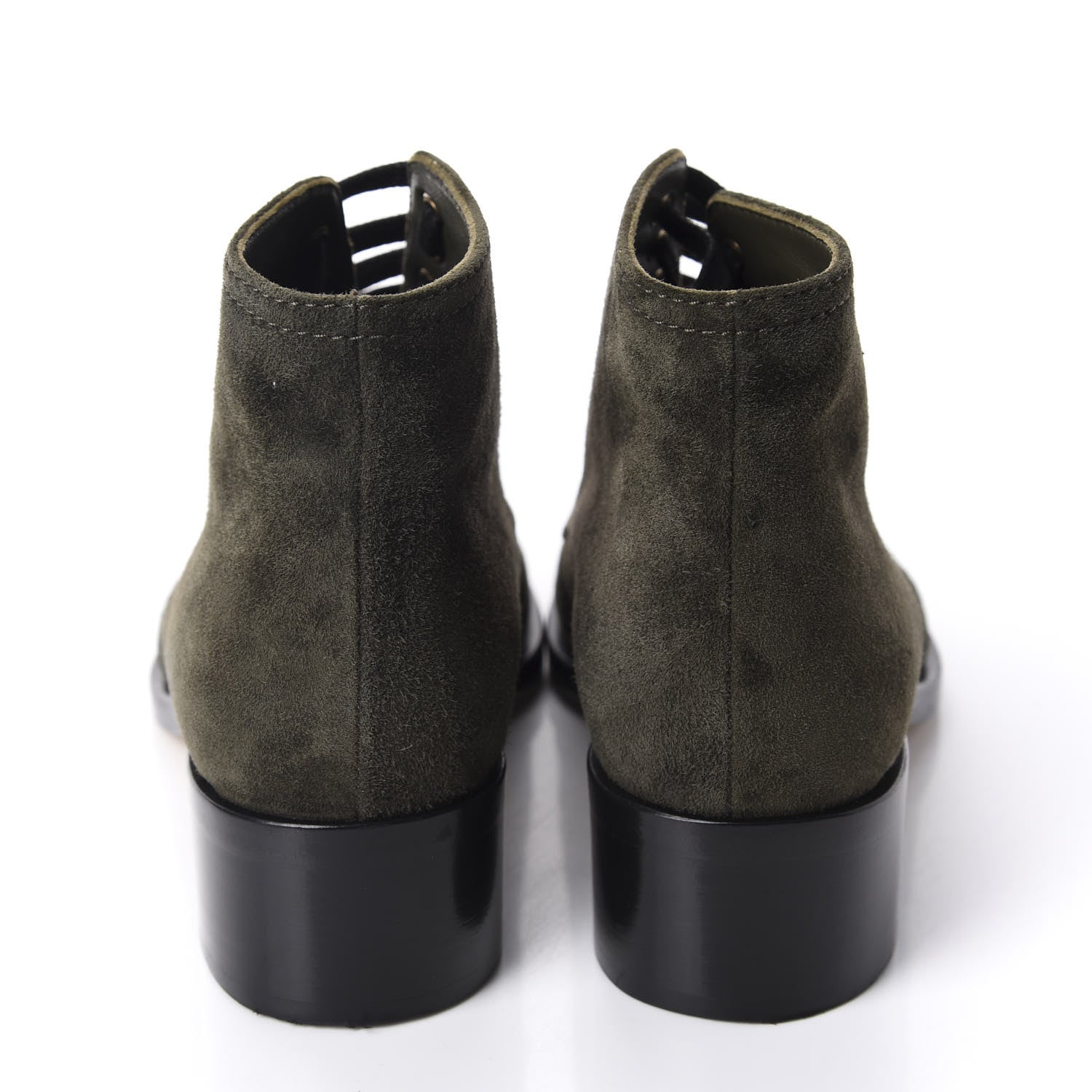 Chanel Suede Patent CC Lace Up Boots 35.5 Green 5 of 11