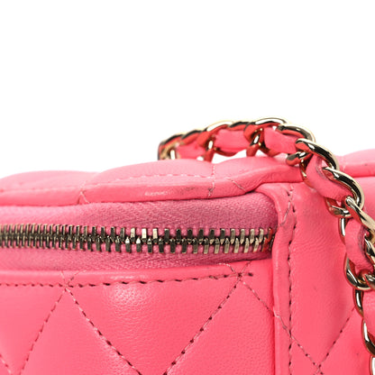 Chanel Lambskin Enamel Quilted Roller Skate Small Vanity Case With Chain Pink 13 of 14