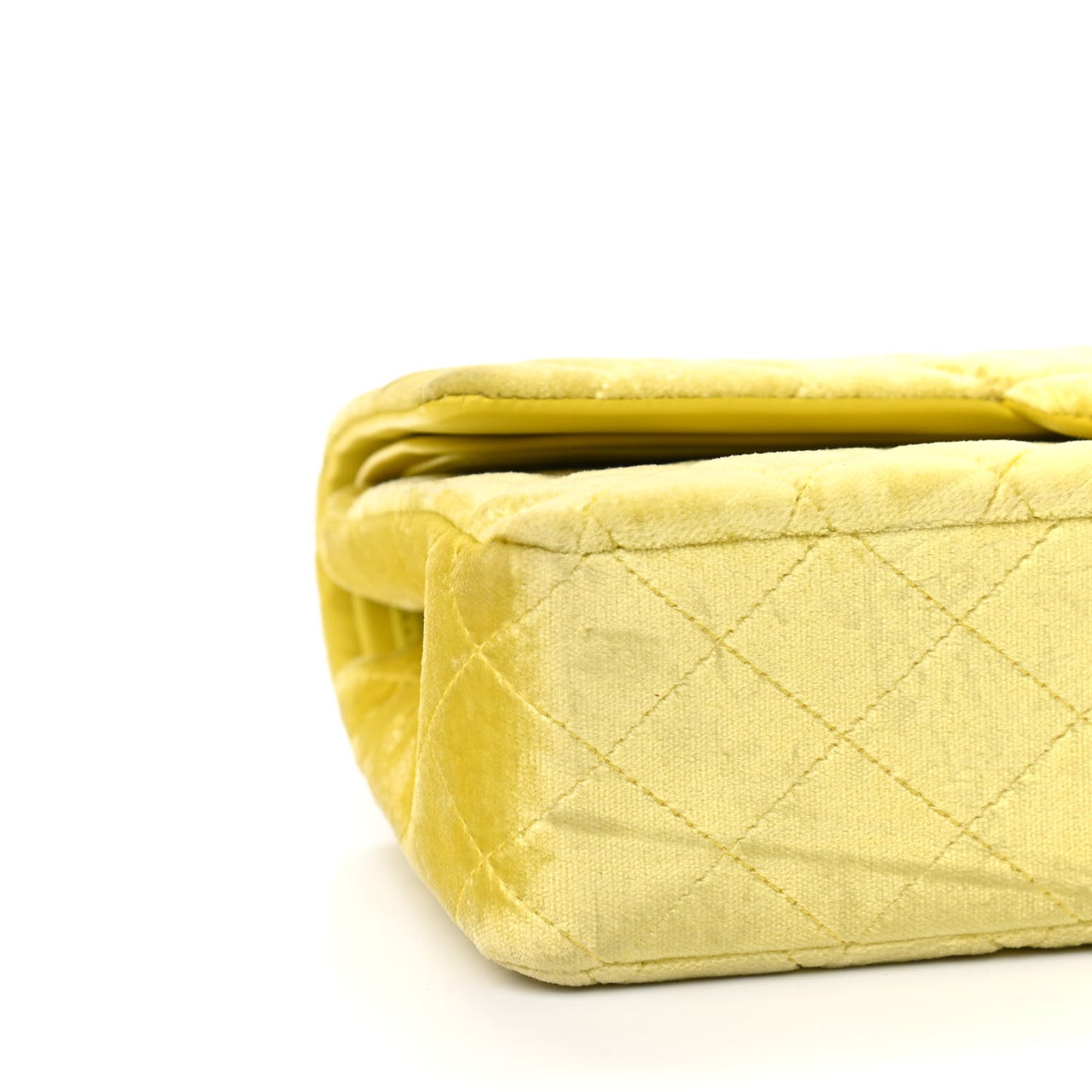 Velvet Quilted Medium Double Flap Yellow