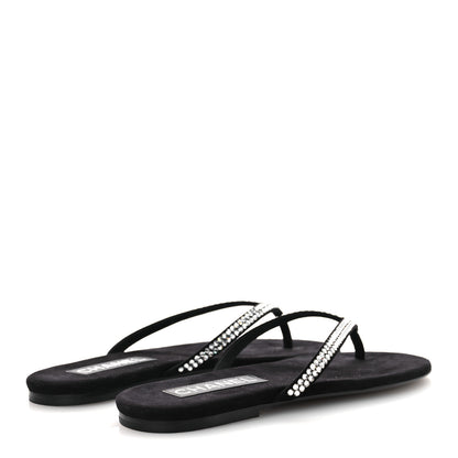 Chanel Suede Kidskin Strass CC Thong Sandals 36.5 Black 38.5 Black 5 of 11