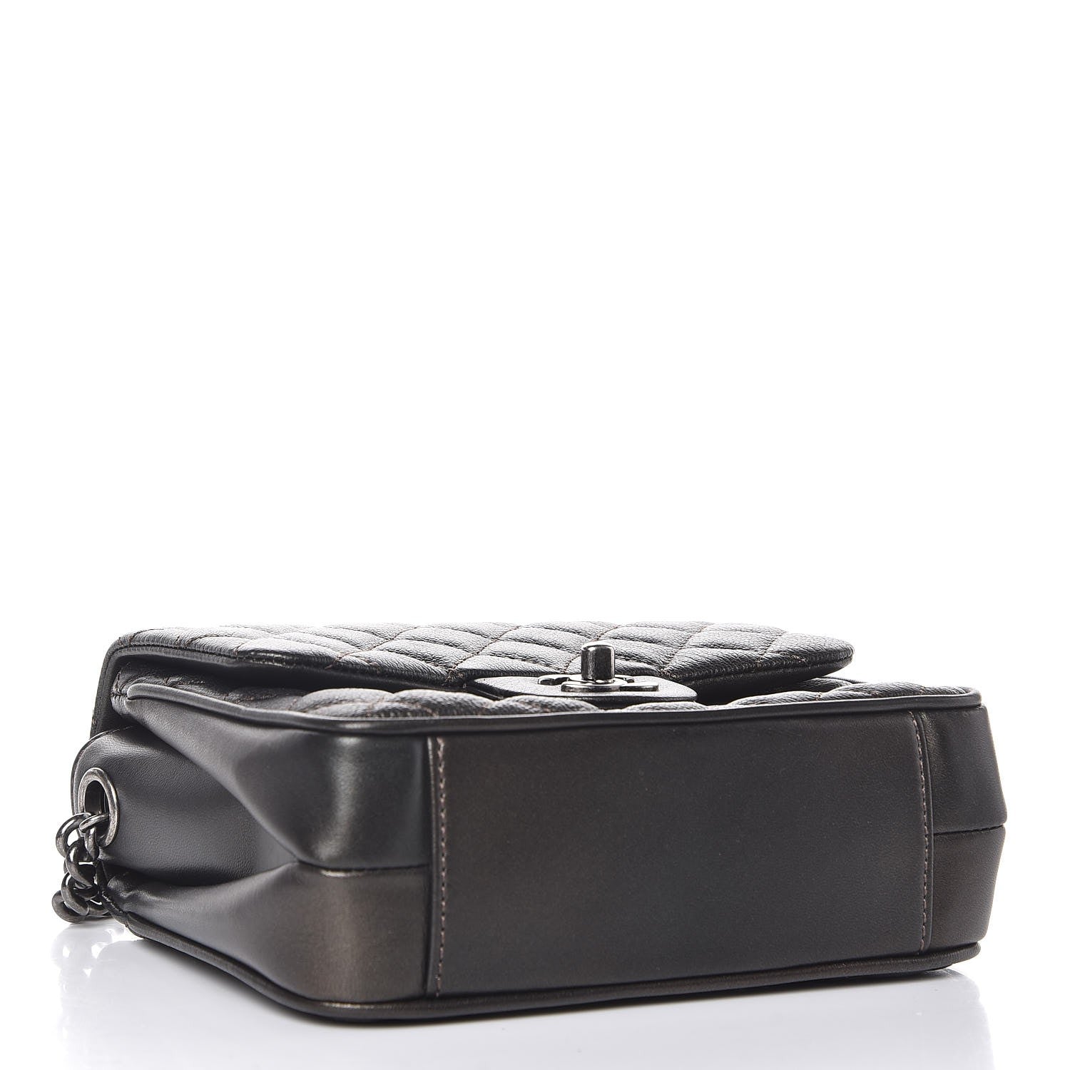 Chanel Metallic Goatskin Quilted Small Rock In Rome Flap Charcoal 4 of 7