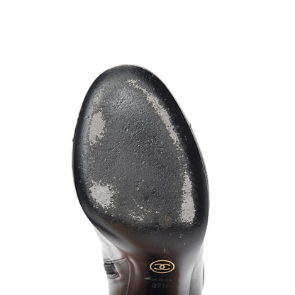 Chanel Lambskin Patent Cap Toe Ankle Boots 37.5 Black 8 of 9