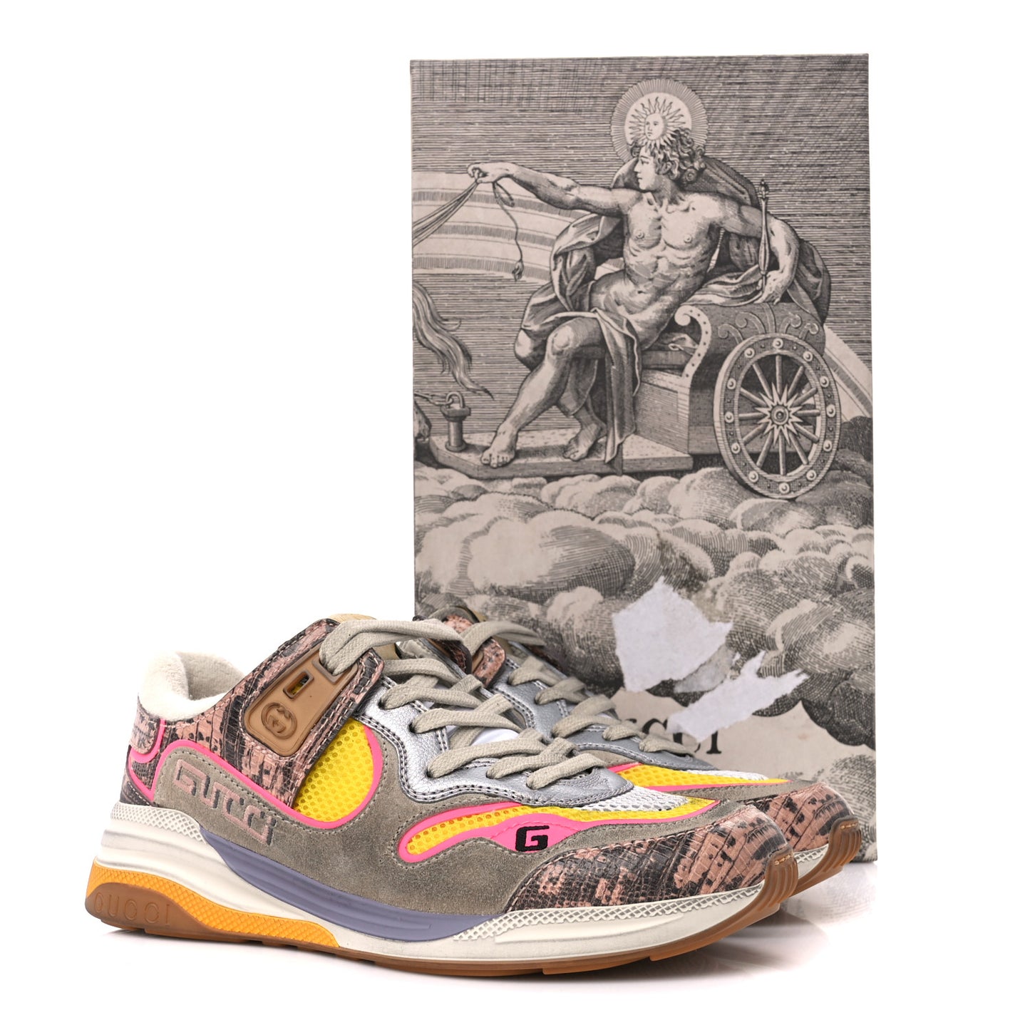 Suede Calfskin Tejus Printed Womens Ultrapace Sneakers 37 Pink Silver Oatmeal Yolk