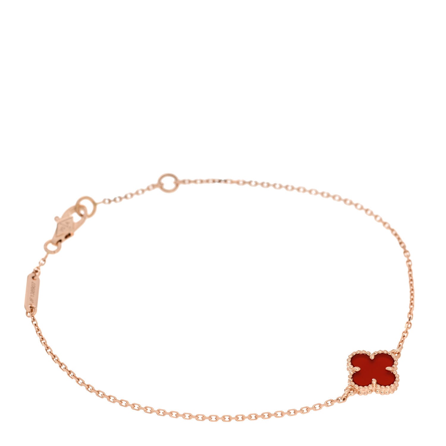 Van Cleef & Arpels 18K Rose Gold Carnelian Sweet Alhambra Bracelet 1 of 5