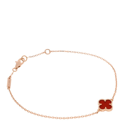 Van Cleef & Arpels 18K Rose Gold Carnelian Sweet Alhambra Bracelet 1 of 5