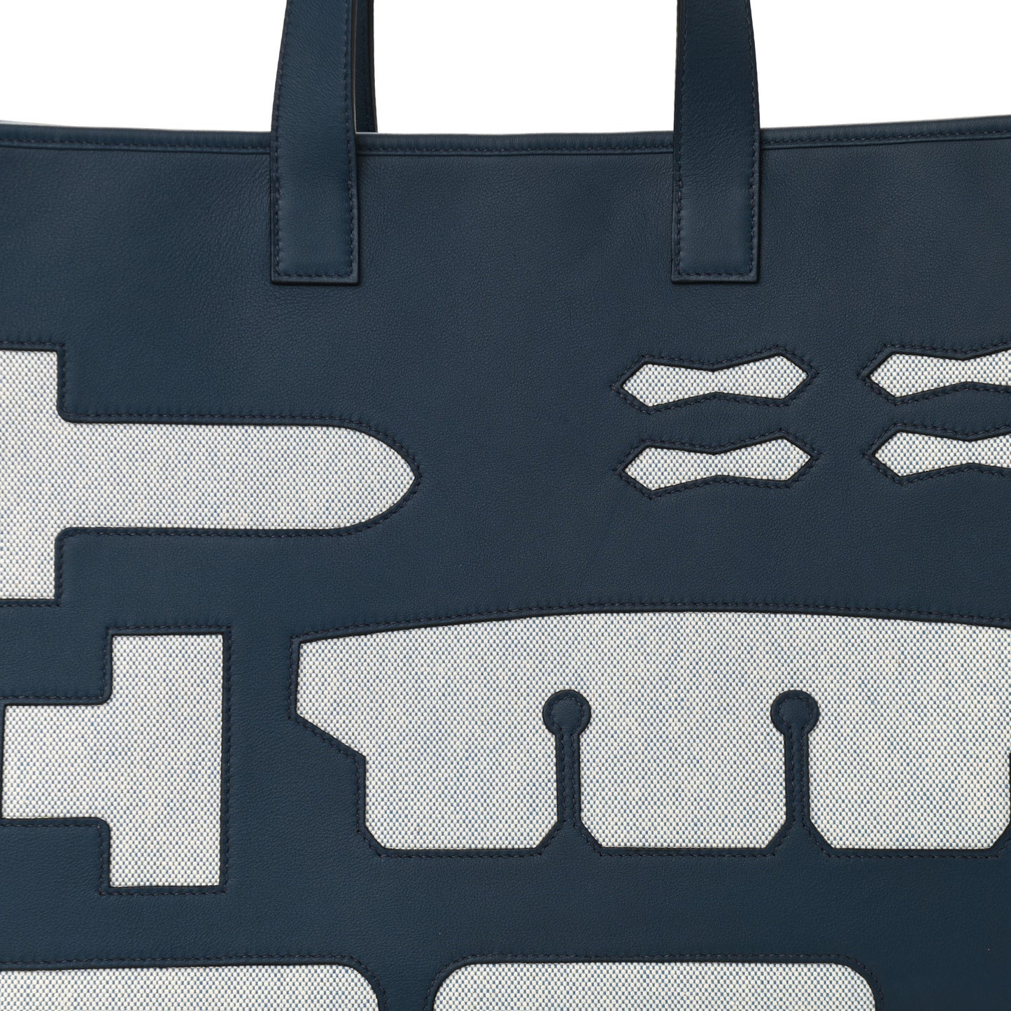 Swift Toile Petit H Decoupe Skeleton Tote GM Ecru Navy