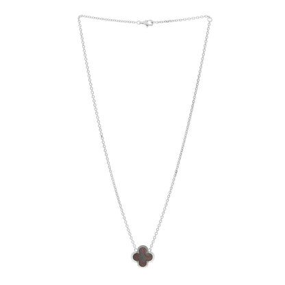 Van Cleef & Arpels 18K White Gold Gray Mother of Pearl Pure Alhambra Pendant Necklace 3 of 5