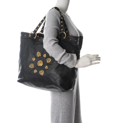 Gucci Calfskin Studded Medium Irina Tote Black 2 of 7