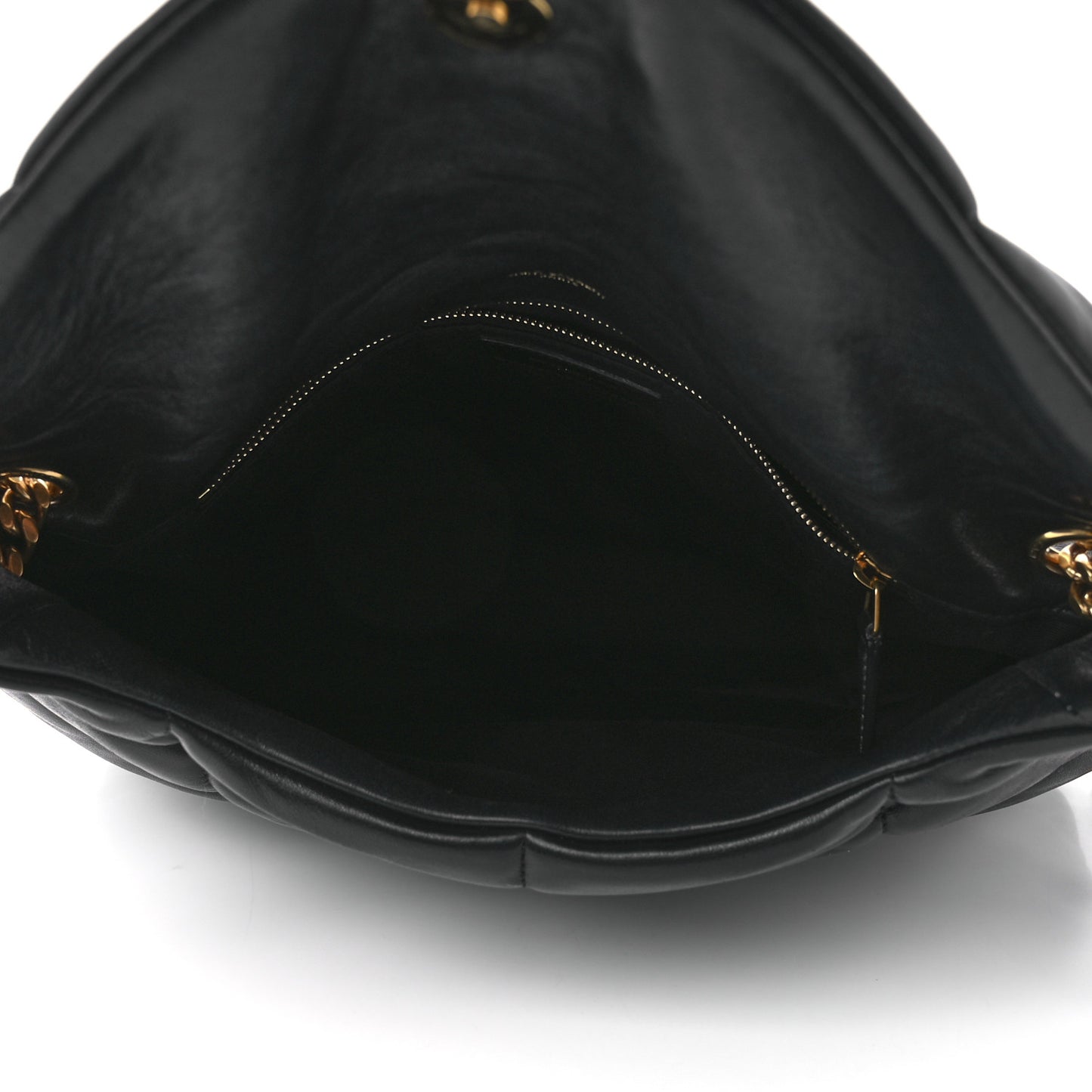 Lambskin Quilted Medium Loulou Puffer Monogram Chain Satchel Black