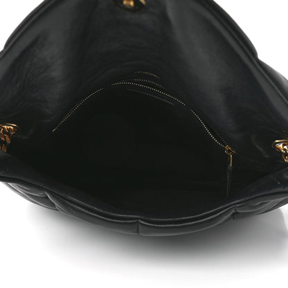 Saint Laurent Lambskin Quilted Medium Loulou Puffer Monogram Chain Satchel Black 5 of 12