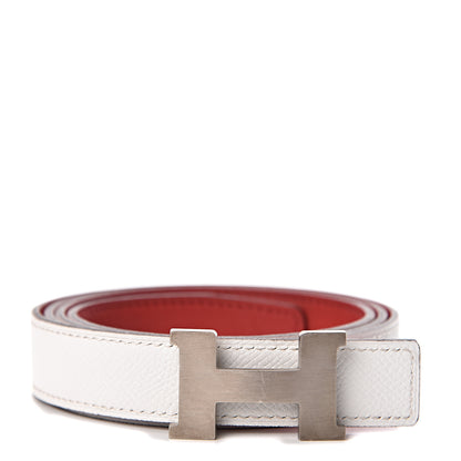 Hermes Epsom Swift 24mm Constance H Belt 100 White Rouge Vif 1 of 8