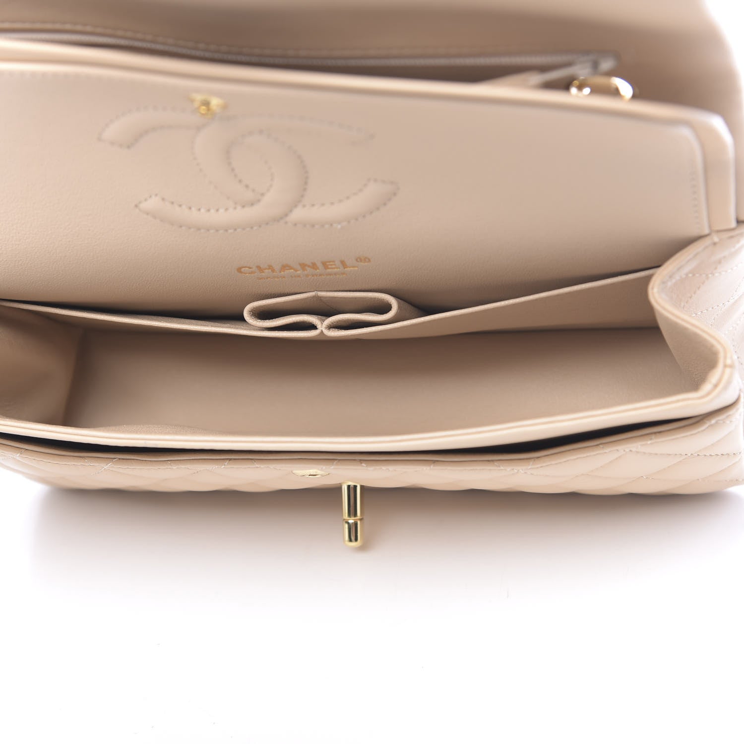 Chanel Lambskin Quilted Medium Double Flap Beige 5 of 11