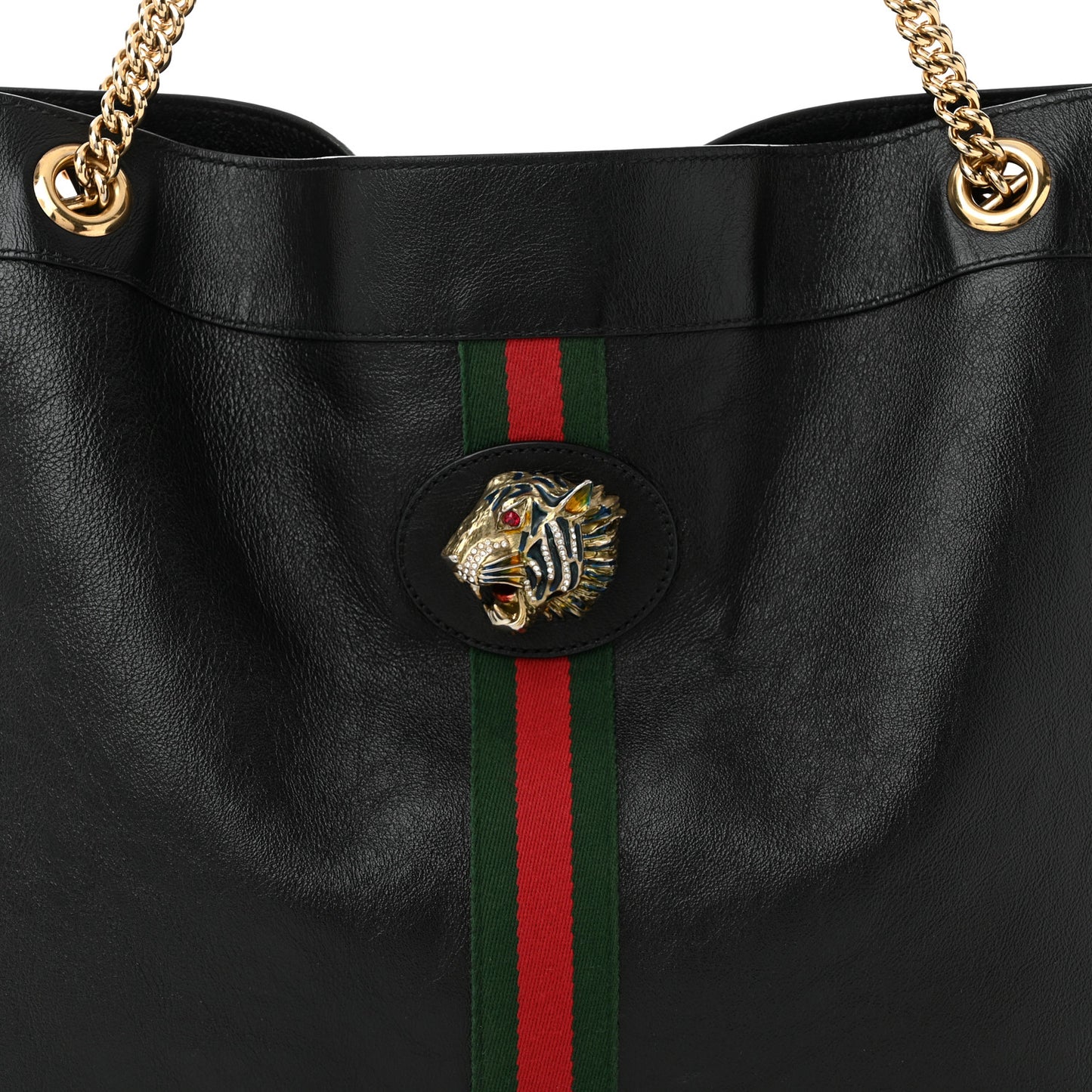 Calfskin Large Rajah Chain Tote Black