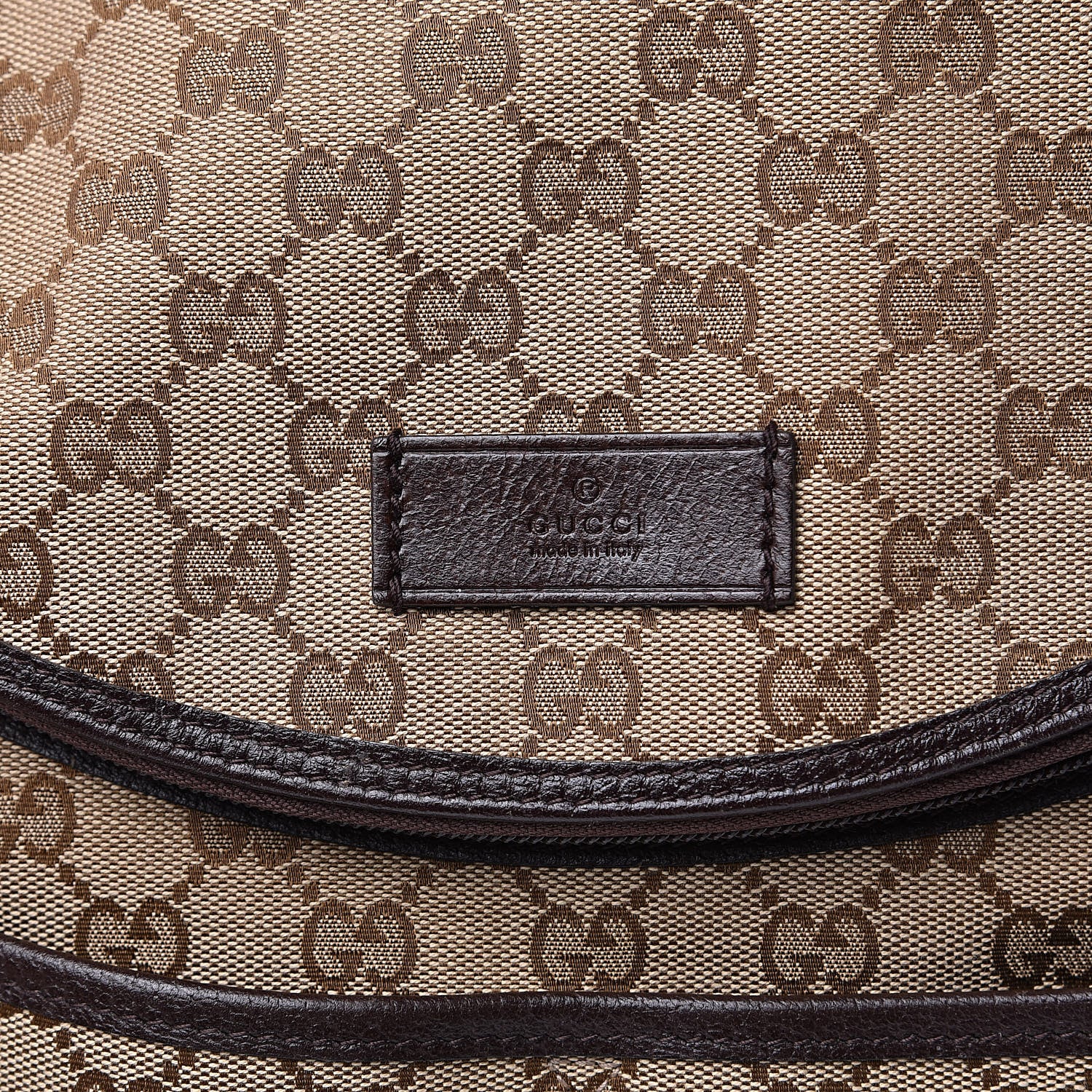 Gucci Monogram Natural Pigskin Large Diaper Bag Beige Ebony Cocoa Dark Chocolate 14 of 14