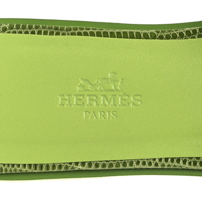 Hermes Lizard Oran Sandals 36.5 Vert Absinthe 9 of 10
