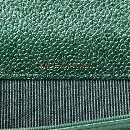 Chanel Metallic Caviar Quilted Card Holder Green 7 of 9