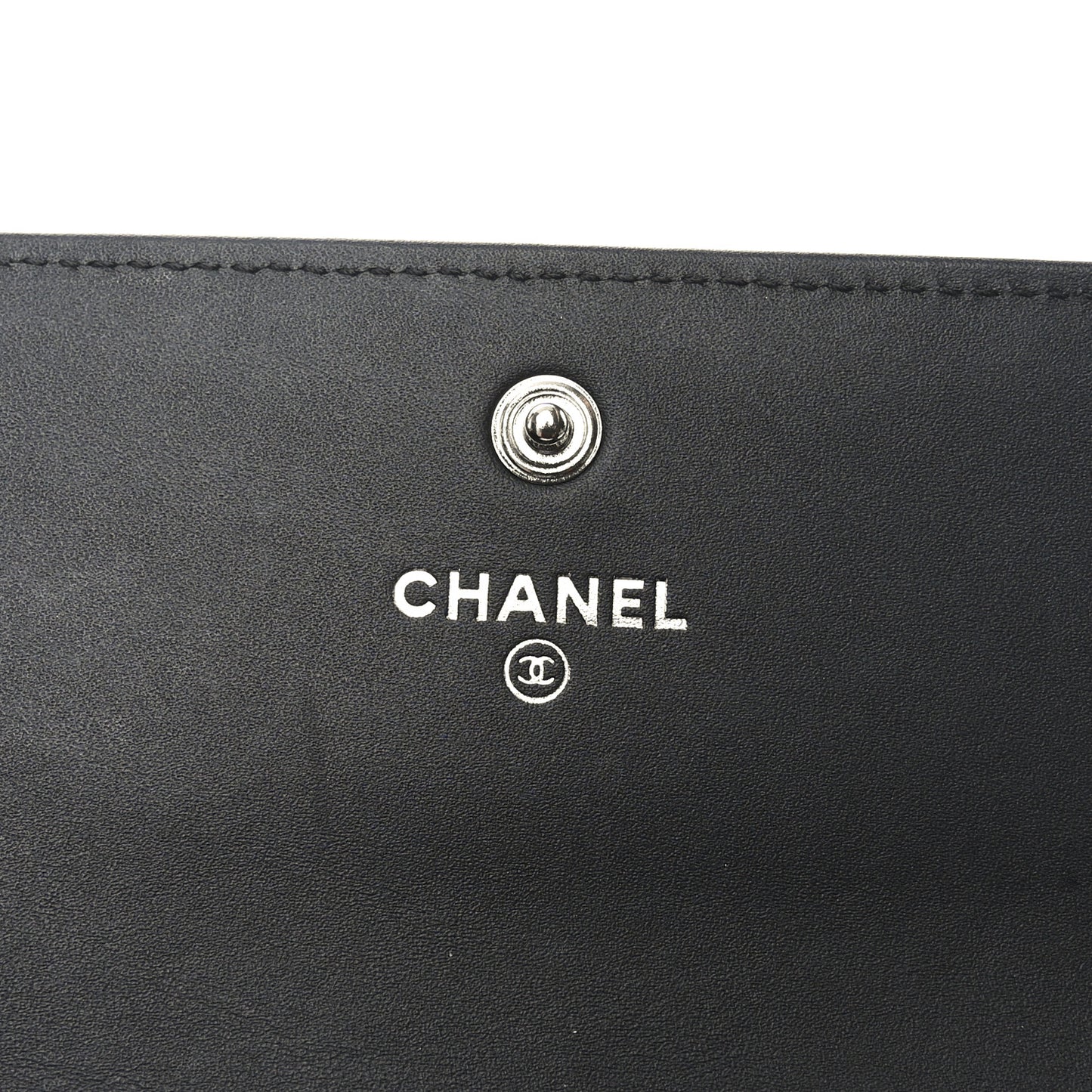 Shiny Calfskin Quilted Reissue Flap Card Holder Black
