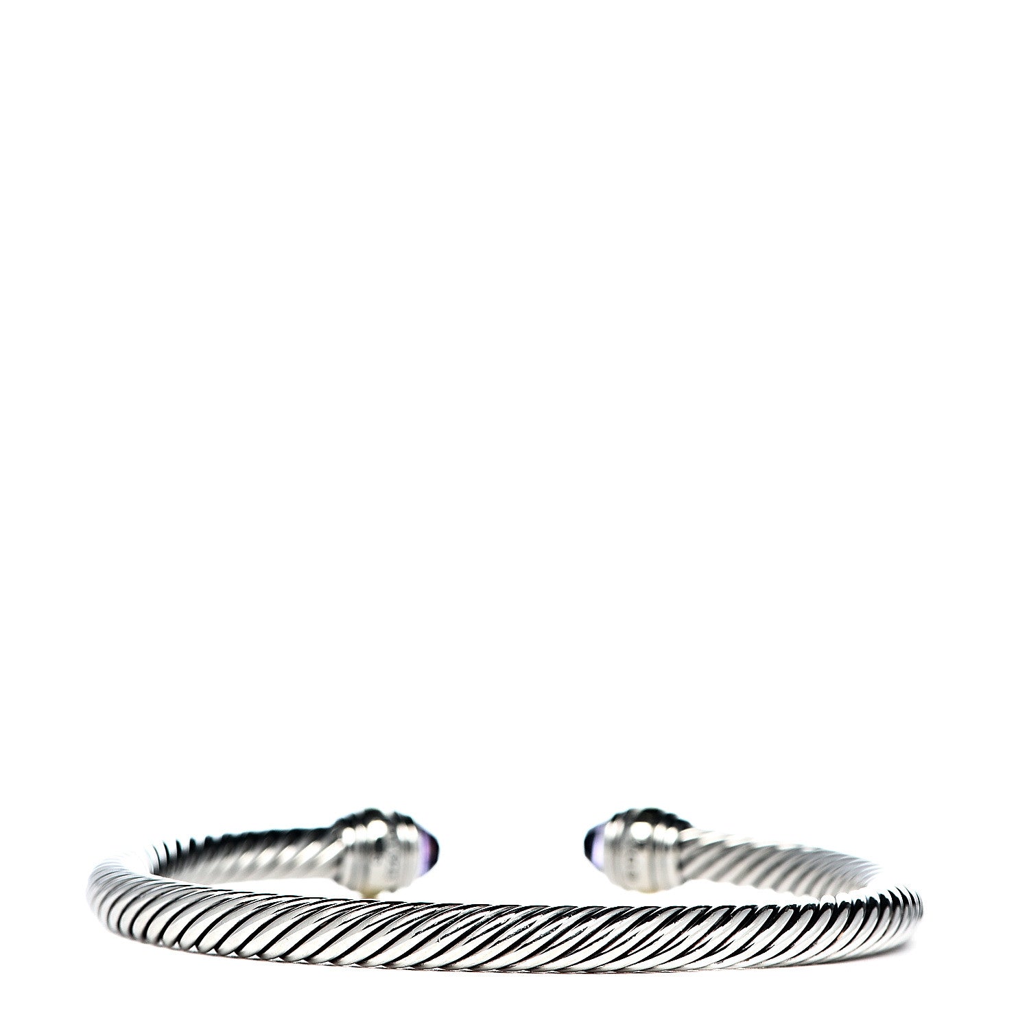 David Yurman Sterling Silver 14K Yellow Gold Amethyst 5mm Cable Classics Bracelet 3 of 5