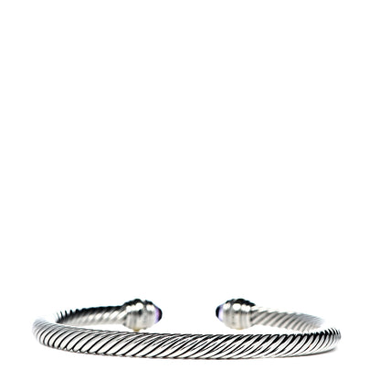 David Yurman Sterling Silver 14K Yellow Gold Amethyst 5mm Cable Classics Bracelet 3 of 5
