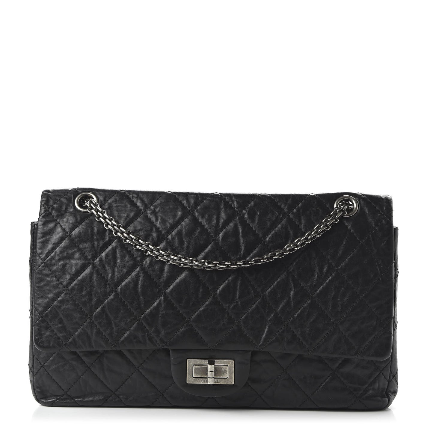 Aged Calfskin Quilted 2.55 Reissue 227 Flap Black