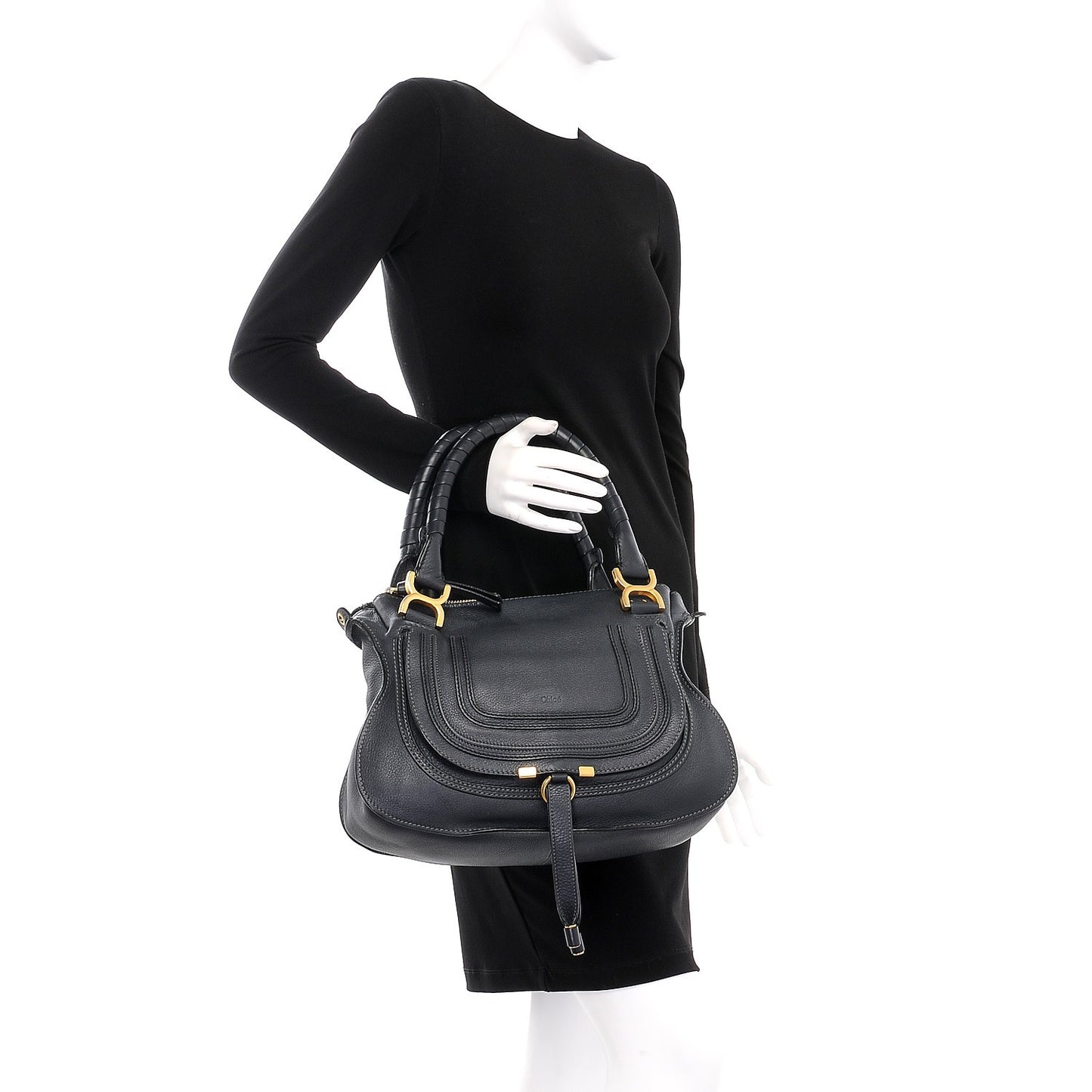 Calfskin Small Marcie Satchel Teal