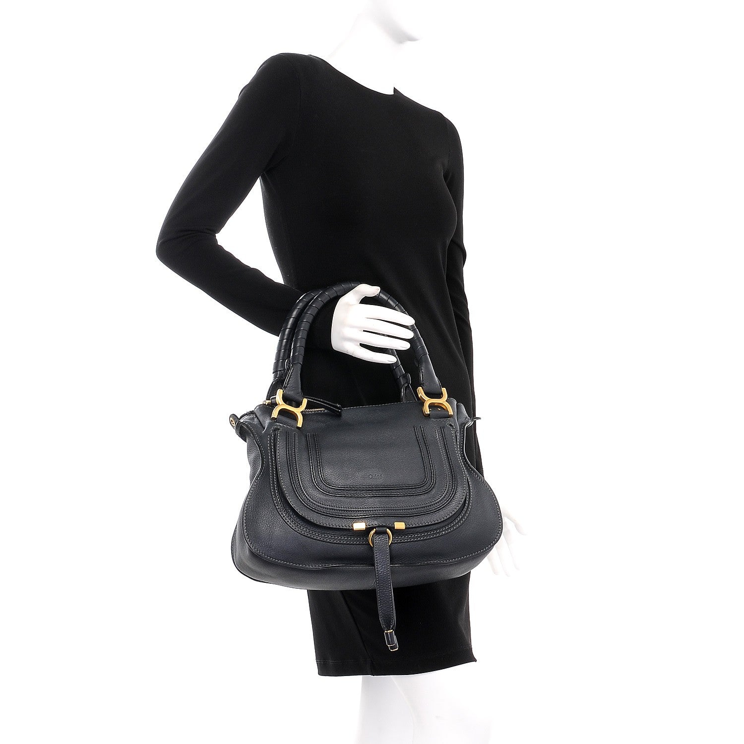 Chloe Calfskin Small Marcie Satchel Teal 3 of 9