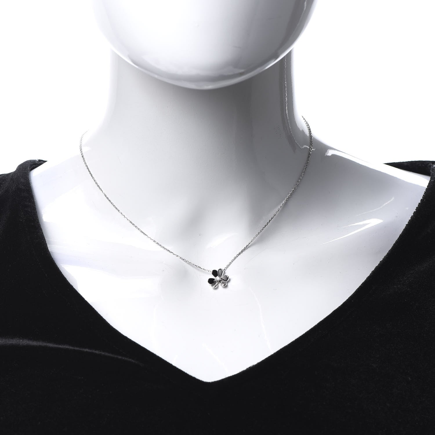 Van Cleef & Arpels 18K White Gold Diamond Mini Frivole Pendant Necklace 2 of 7