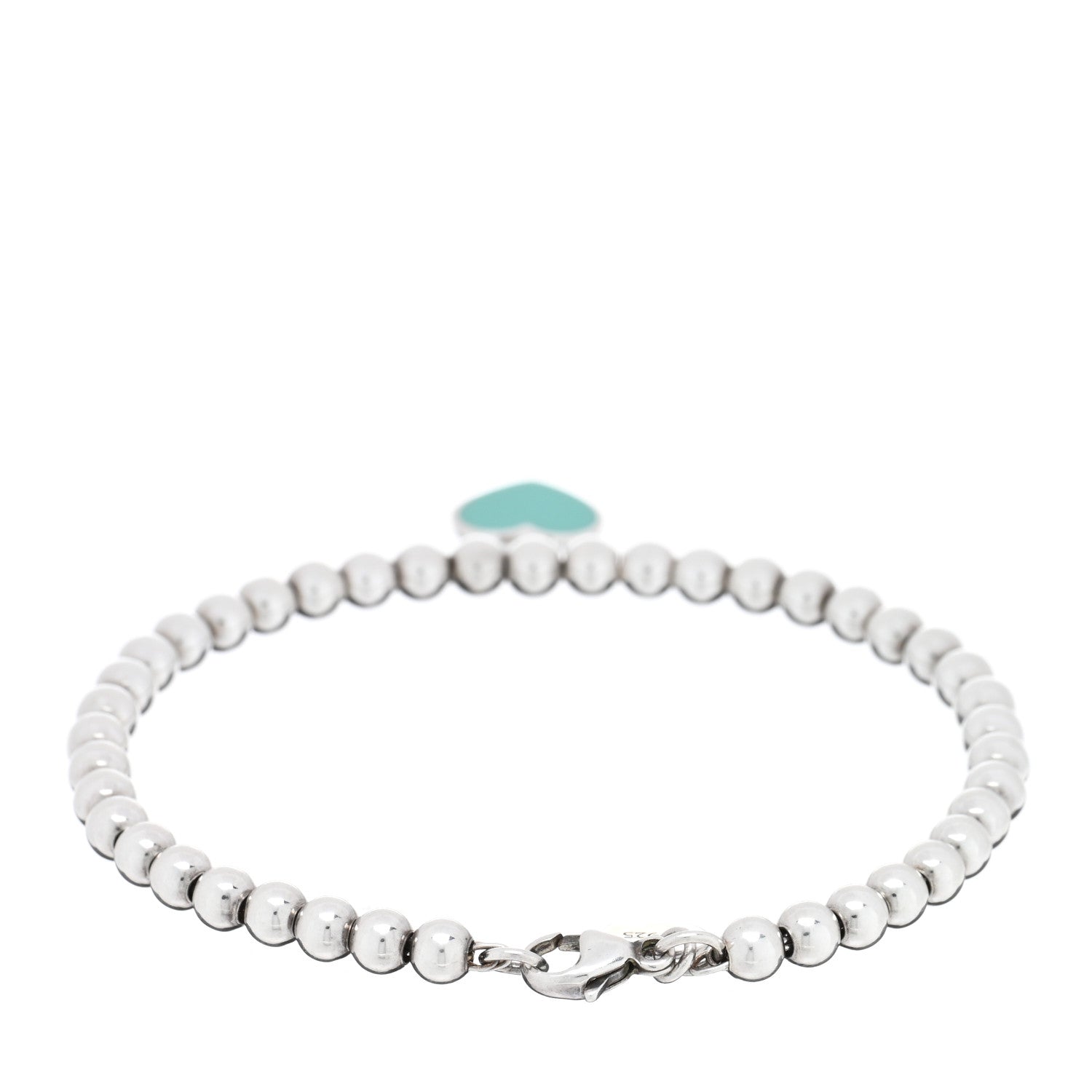 Tiffany Sterling Silver Enamel 4mm Return to Tiffany Heart Tag Bead Bracelet Blue 2 of 3