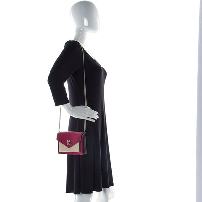 Louis Vuitton Calfskin My Lockme Chain Pochette Lie De Vin Etain Creme 2 of 14