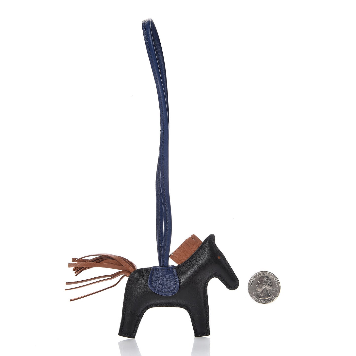 Milo Lambskin Grigri Rodeo Horse Bag Charm PM Black Bleu Saphir Gold