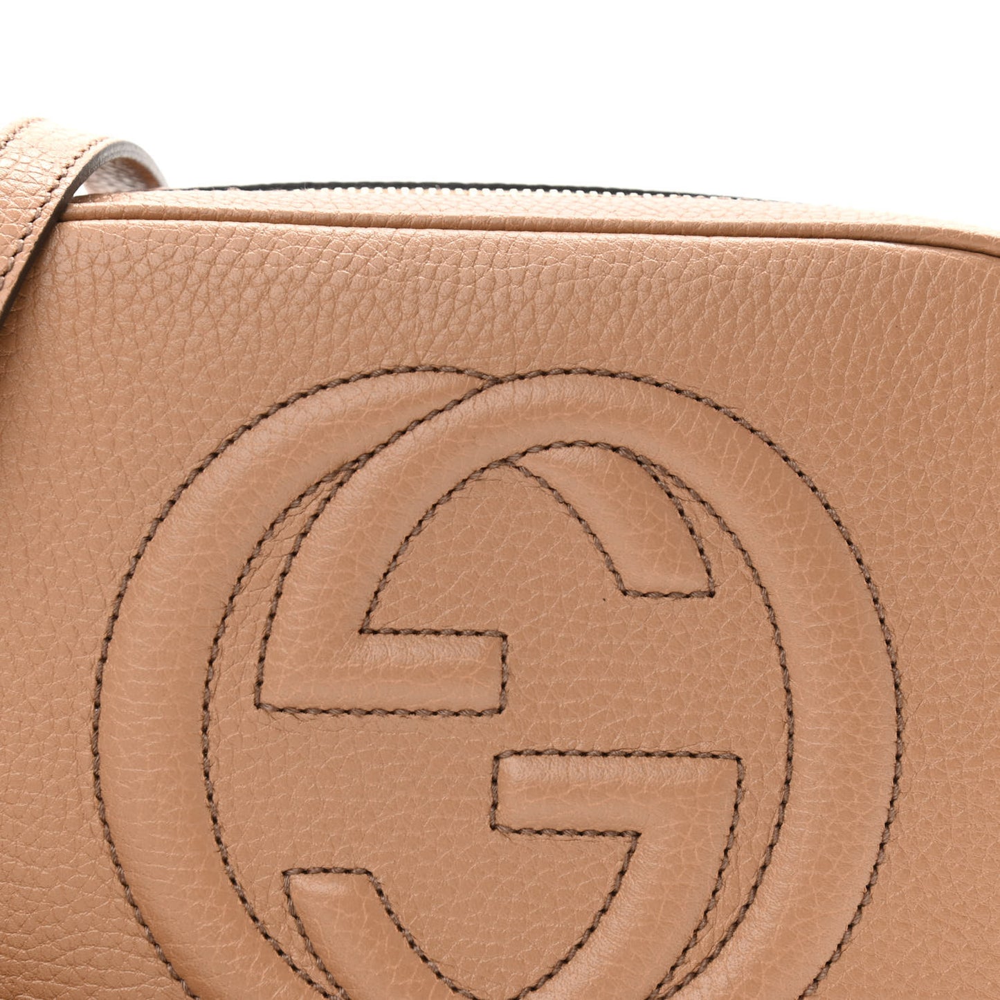 Pebbled Calfskin Small Soho Disco Bag Camelia