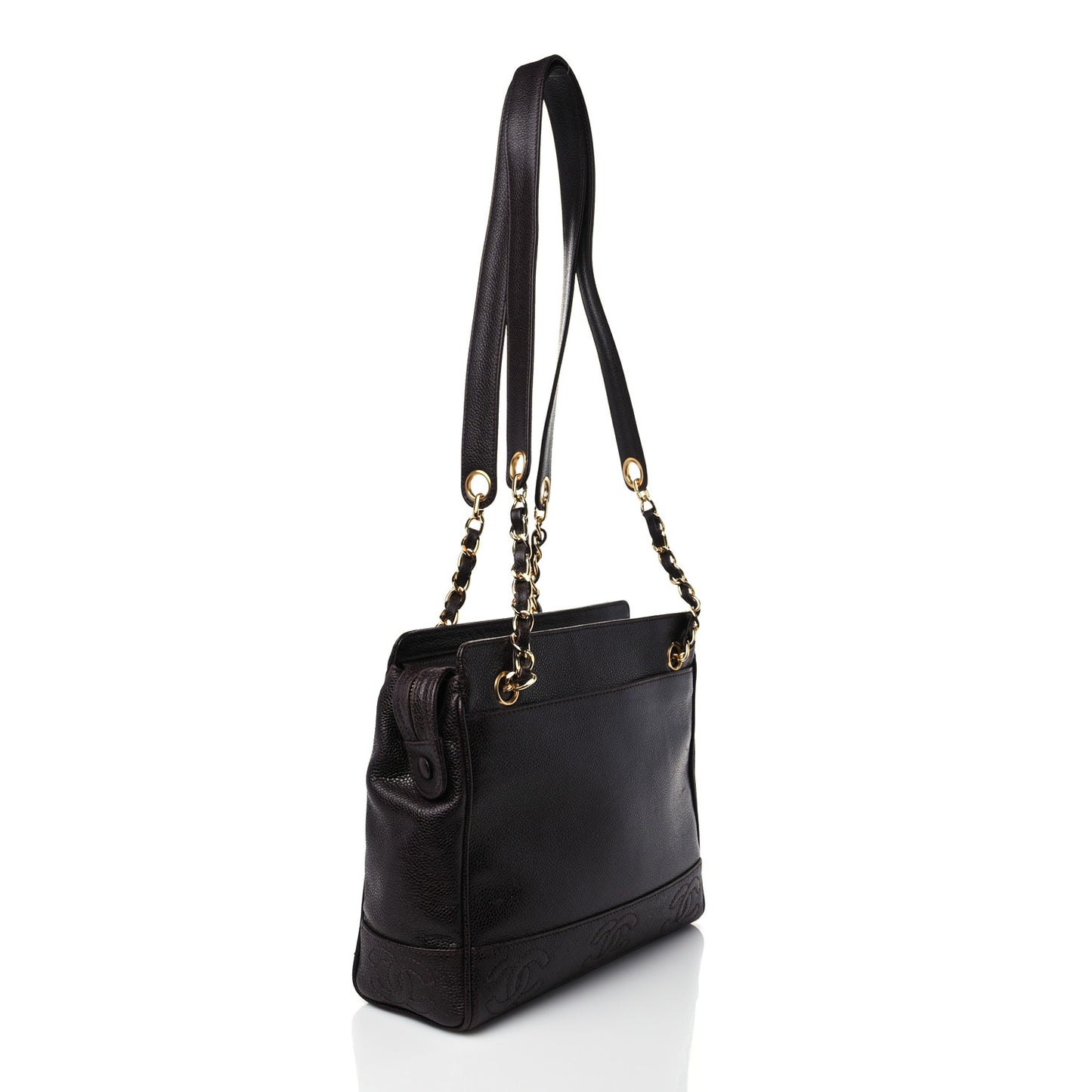 Caviar CC Shoulder Bag Dark Brown