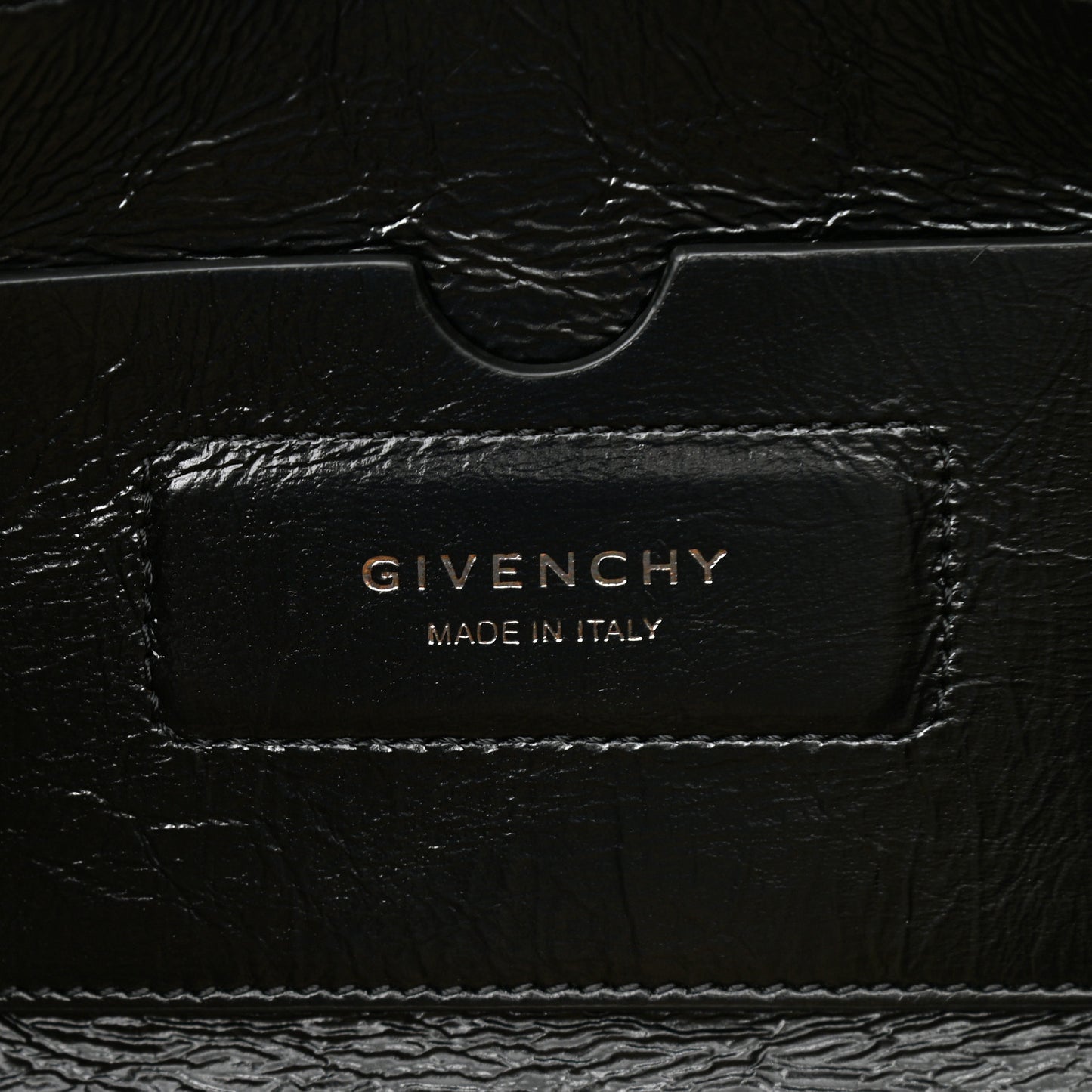 Creased Patent Calfskin Medium ID Flap Black